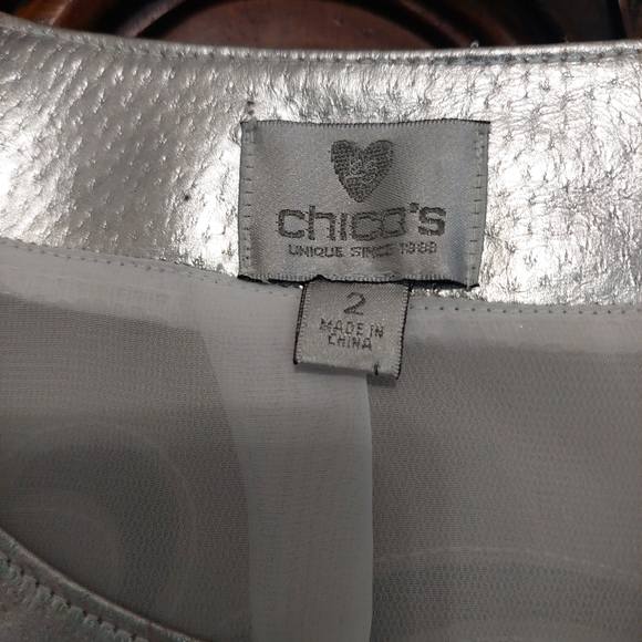 Chico's Siver cut out vegan leather blazer - Picture 2 of 8